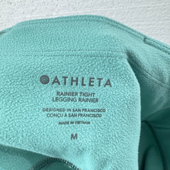Athleta Rainier Tight Leggings Women Teal High Rise M Cold Weather Active Cozy - Picture 8 of 10